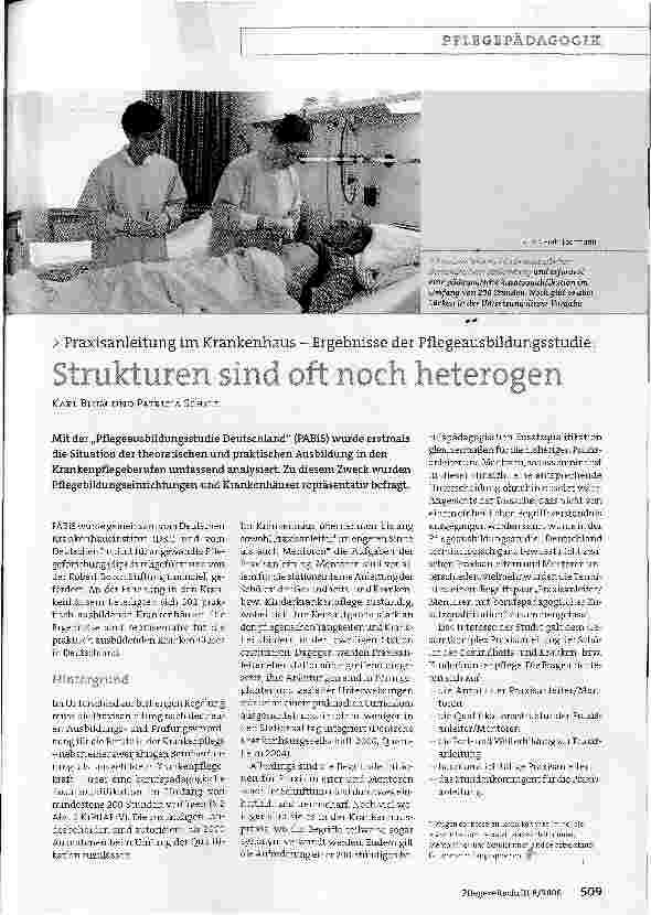 Vorschauseite 1: Praxisanleitung im Krankenhaus - Ergebnisse der Pflegeausbildungsstudie: Strukturen sind oft noch heterogen