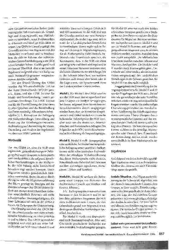 Vorschauseite 2: Gesundheitsmonitoring der Migrationsbevölkerung in der Schweiz
