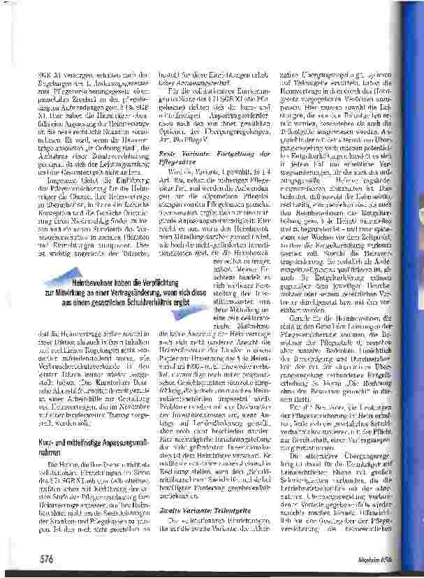 Vorschauseite 3: Heimverträge im Licht der Pflegeversicherung Aktuelle Hinweise zu Anpassungsund Änderungsfordernissen