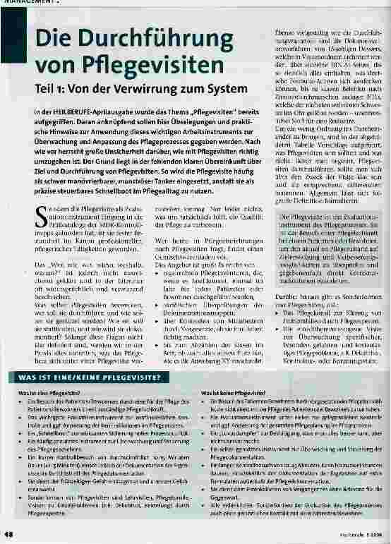 Vorschauseite 1: Die Durchführung von PflegevisitenTeil 1: Von der Verwirrung zum System