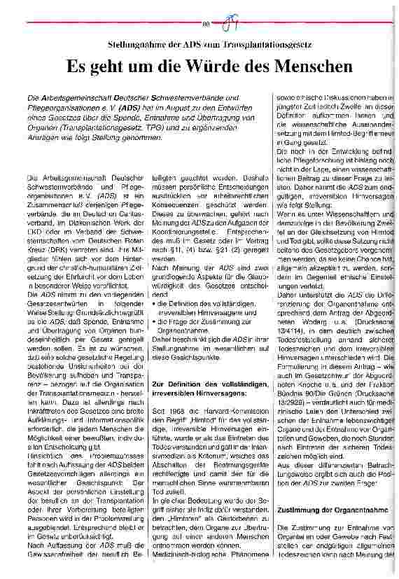 Vorschauseite 1: Es geht um die Würde des Menschen