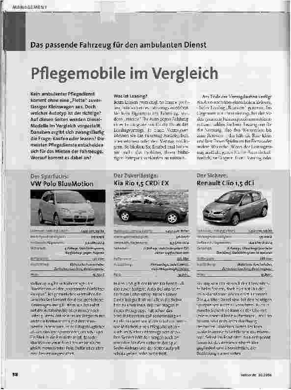 Vorschauseite 1: Das passende Fahrzeug für den ambulanten Dienst Pflegemobile im Vergleich