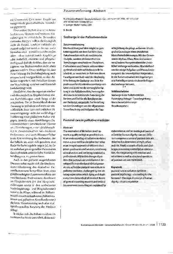 Vorschauseite 2: Seelsorge in der Palliativmedizin