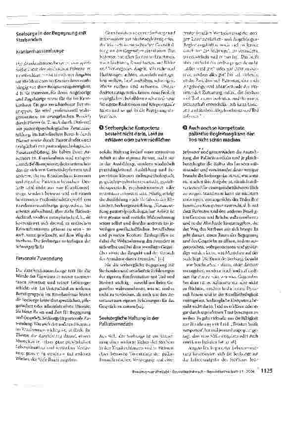 Vorschauseite 4: Seelsorge in der Palliativmedizin