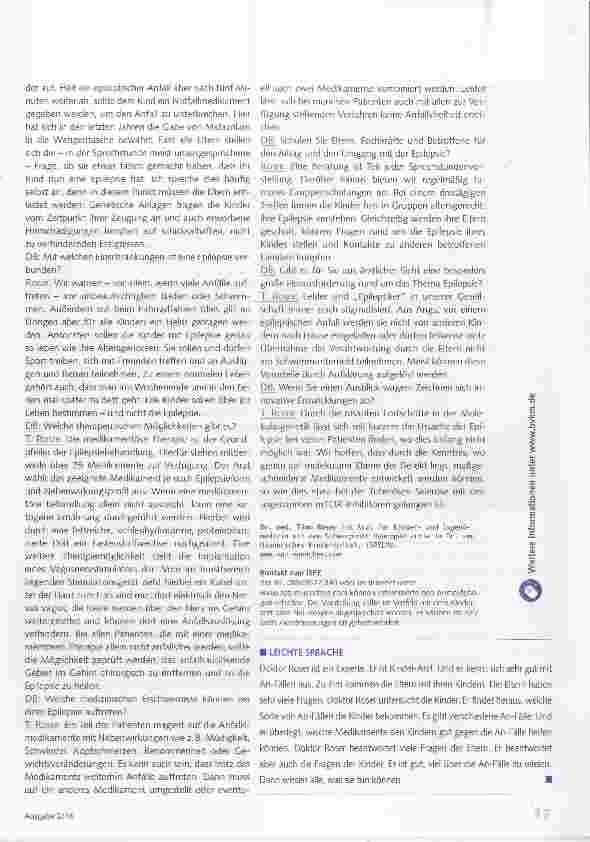 Vorschauseite 2: Kinder sollen über ihr Leben bestimmen, nicht die Epilepsie