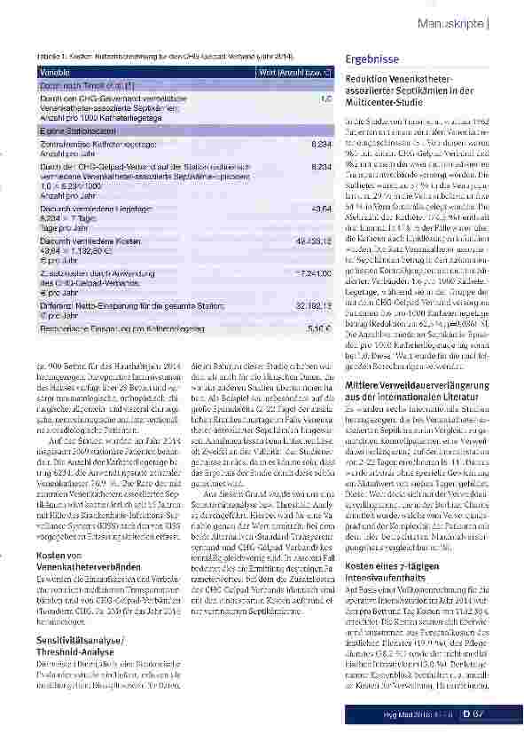 Vorschauseite 3: Kosten-Nutzen-Analyse eines antimikrobiellen Transparent-verbands für Kathetereintritts-stellen auf der Intensivstation