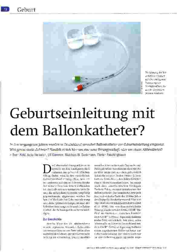 Vorschauseite 1: Geburtseinleitung mit dem Ballonkatheter?