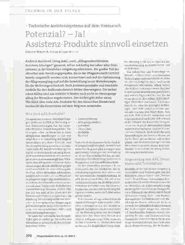 Vorschauseite 1: Technische Assistenzsysteme auf dem Vormarsch Potenzial? - Ja!Assistenz-Produkte sinnvoll einsetzen