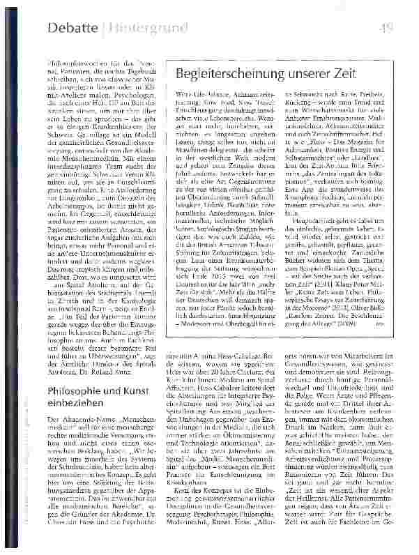 Vorschauseite 2: Das entschleunigte Krankenhaus