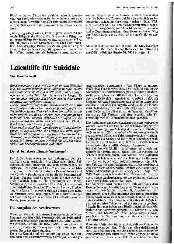 Vorschauseite 1: Laienhilfe für Suizidale