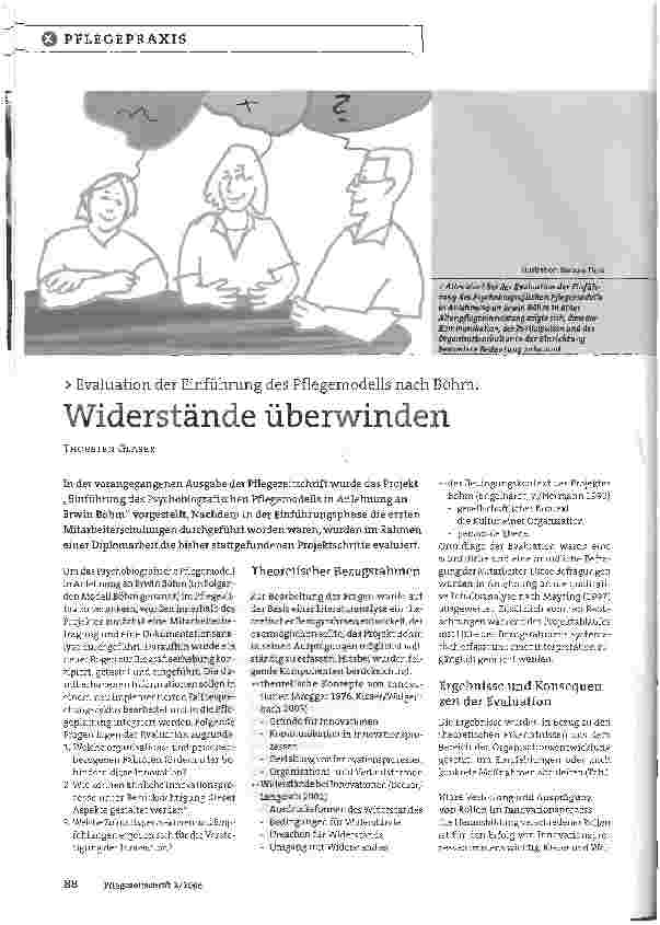 Vorschauseite 1: Evaluation der Einführung des Pflegemodells nach Böhm;Widerstände überwinden