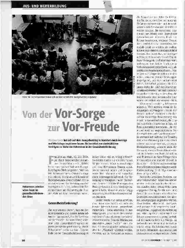 Vorschauseite 1: Von der Vor- Sorge zur Vor- Freude