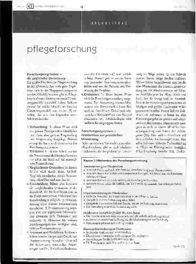 Vorschauseite 3: Ein Plädoyer für die Pflegeforschung