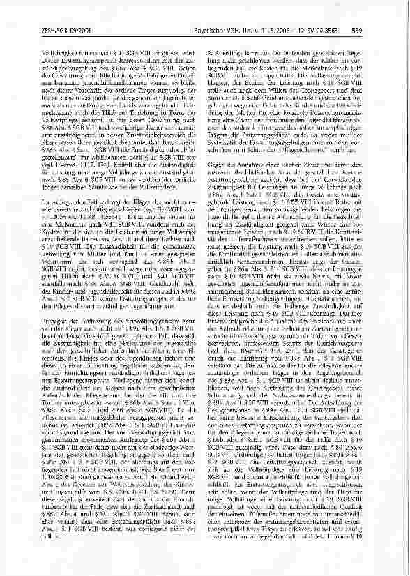 Vorschauseite 3: Betreuung von Mutter und Kind in einer geeigneten Wohnform; Erstattungsanspruch des für den Pflegestellenort zuständigen Trägers; Hilfe für Junge Volljährige.