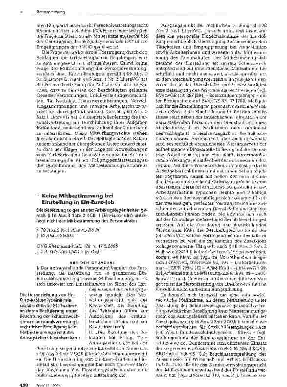Vorschauseite 3: ZUM PERSONALVERTRETUNGSRECHTMitbestimmung bei der Überleitung vom BAT zum TVöD