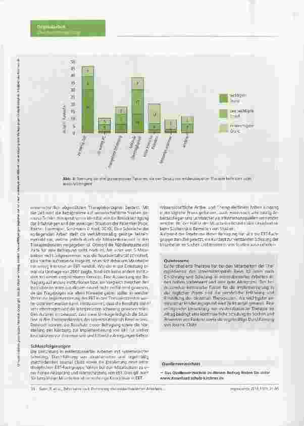Vorschauseite 6: Zehn Jahre nach Einführung des evidenzbasierten Arbeitens in den Therapiediensten des Universitätsspitals Basel Befragung der Therapeuten zu Förderfaktoren und Barrieren