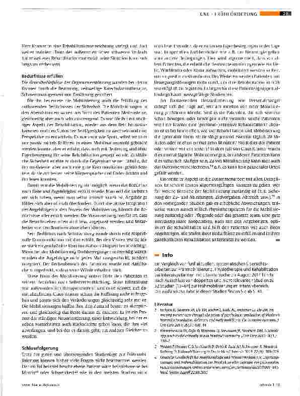 Vorschauseite 4: Machbarkeit und Grenzen der Frühmobilisierung