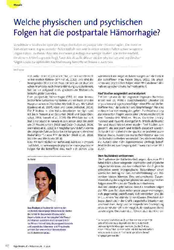 Vorschauseite 1: Welche physischen und psychischen Folgen hat die postpartale Hämorrhagie?
