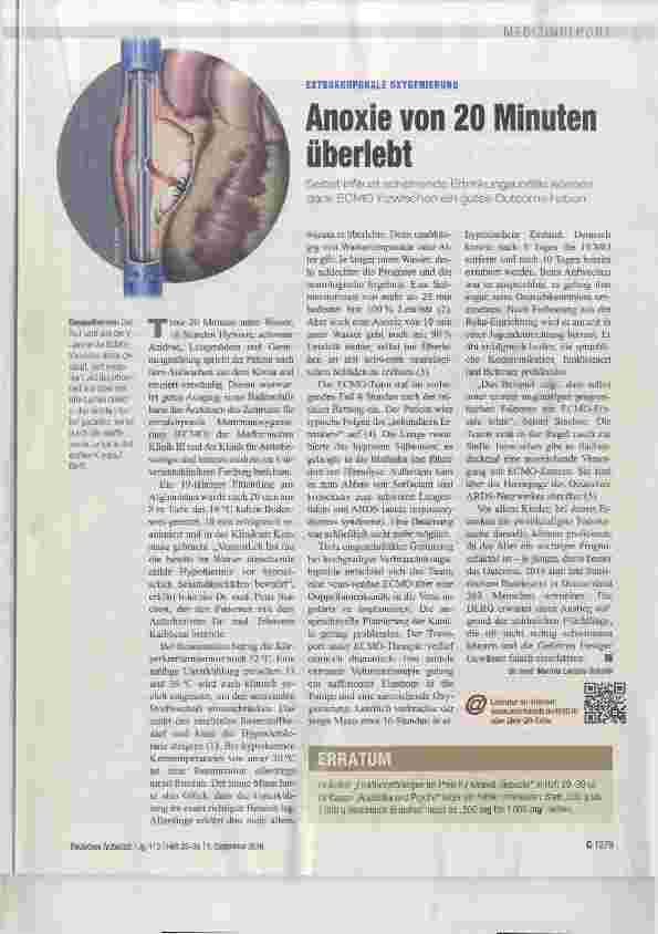 Vorschauseite 1: Anoxie von 20 Minuten überlebt
