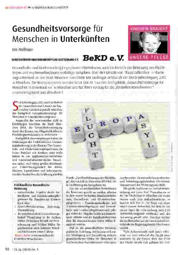 Vorschauseite 1: Gesundheitsvorsorge für Menschen in Unterkünften