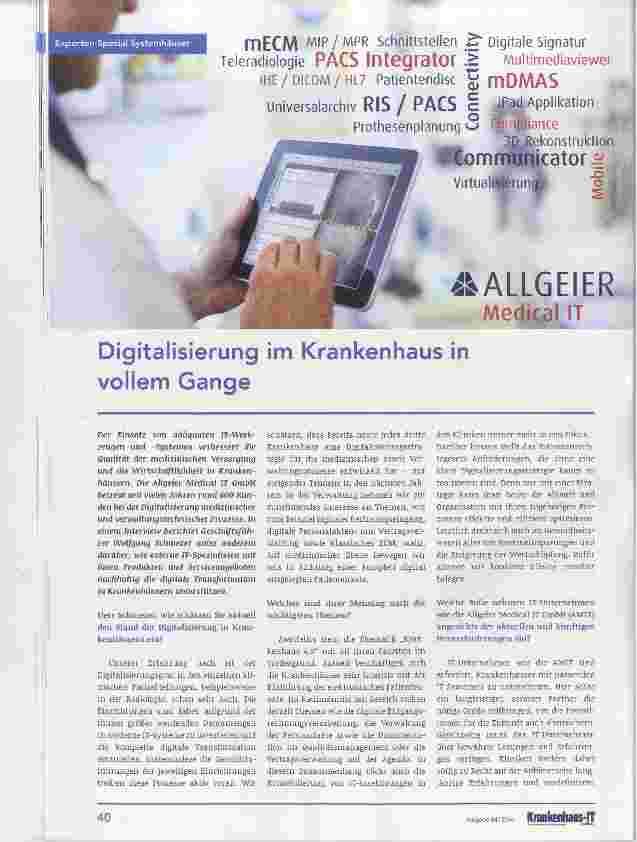 Vorschauseite 1: Digitalisierung im Krankenhaus in vollem Gange