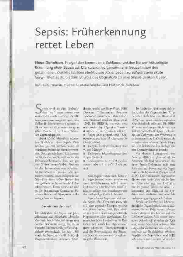 Vorschauseite 1: Sepsis: Früherkennung rettet Leben