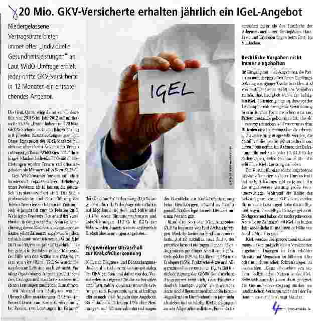 Vorschauseite 1: 20 Mio. GKV-Versicherte erhalten jährlich ein IGeL-Angebot