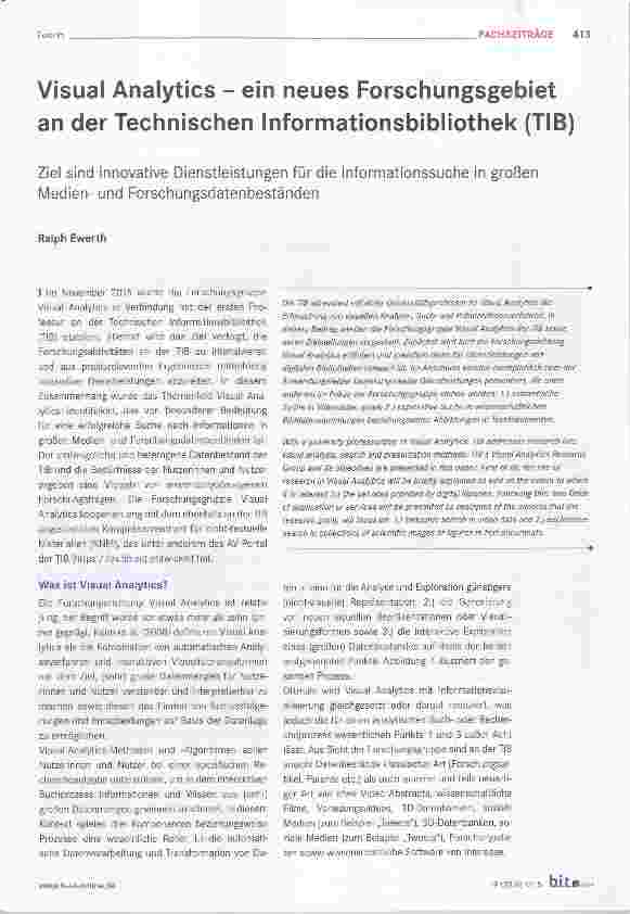Vorschauseite 1: Visual Analytics ein neues Forschungsgebiet an der Technischen Informationsbibliothek (TIB)