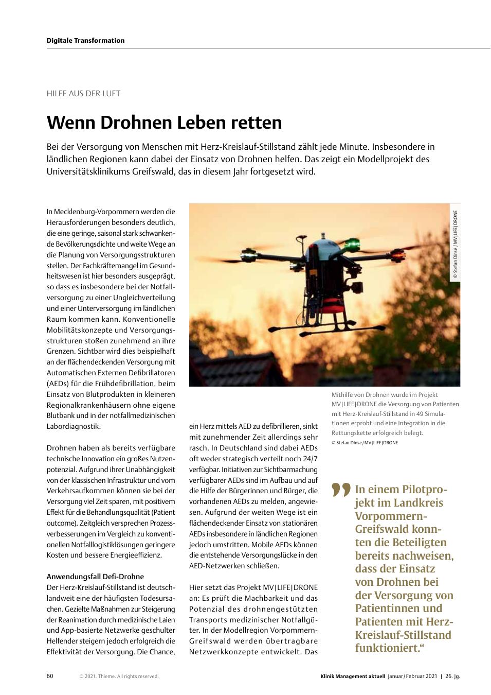 Vorschauseite 1: Hilfe aus der Luft: Wenn Drohnen Leben retten
