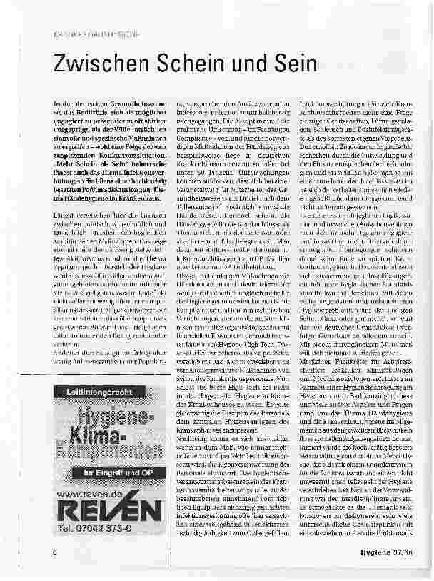 Vorschauseite 1: KRANKENHAUSHYGIENEZwischen Schein und Sein