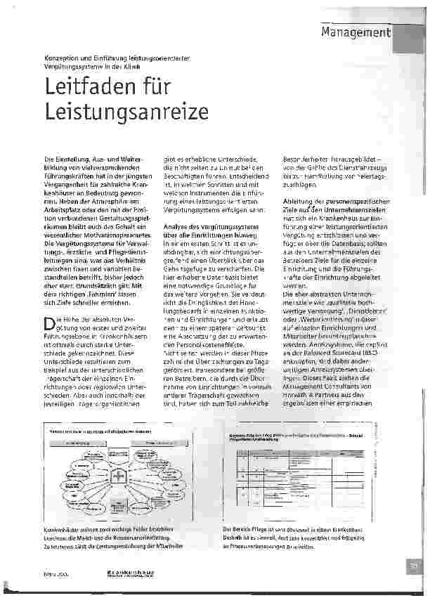 Vorschauseite 1: Leitfaden für LeistungsanreizeKonzeption und Einführung leistungsorientierter Vergütungssysteme in der Klinik