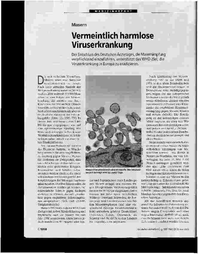 Vorschauseite 1: MasernVermeintlich harmlose Viruserkrankung