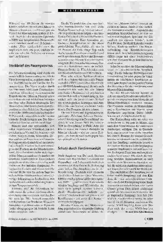 Vorschauseite 2: MasernVermeintlich harmlose Viruserkrankung