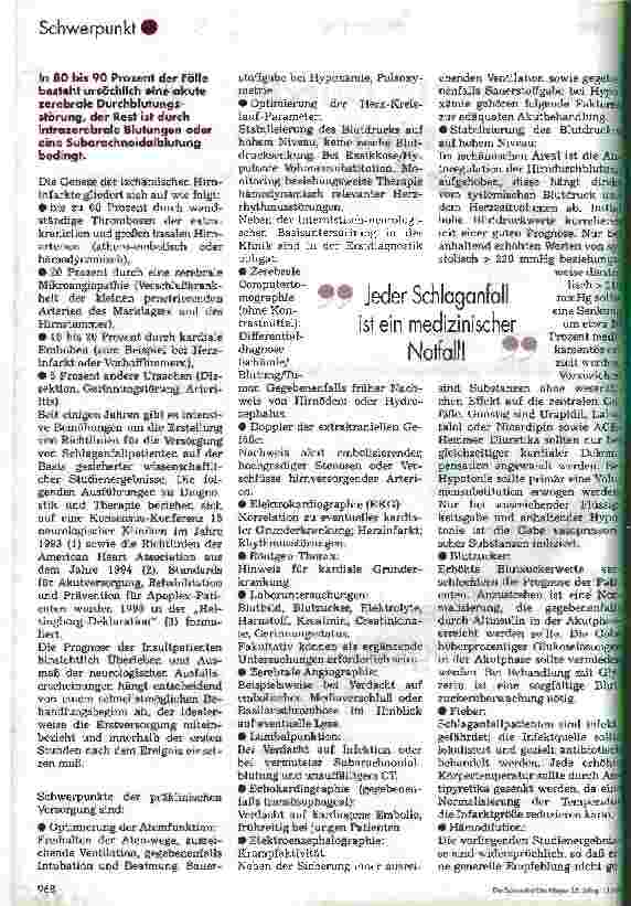 Vorschauseite 2: Akute zerebrale Durchblutungsstörungen Diagnostik und Therapie aus ärztlicher Sicht