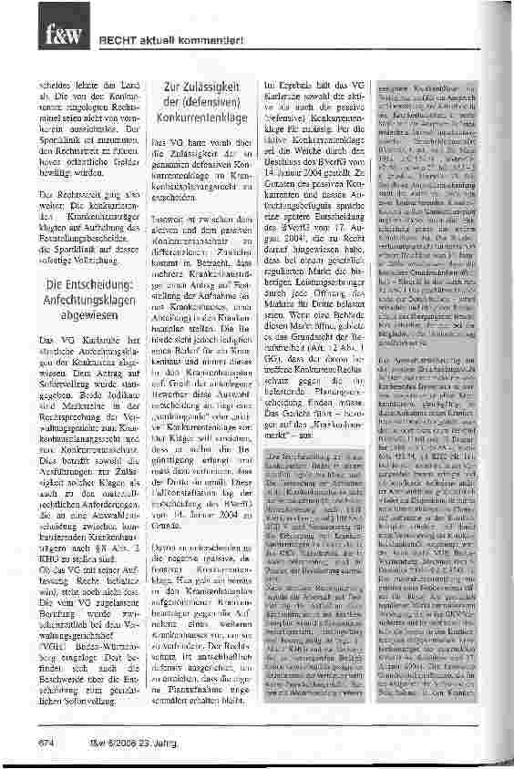 Vorschauseite 2: Konkurrentenschutz in der Krankenhausplanung