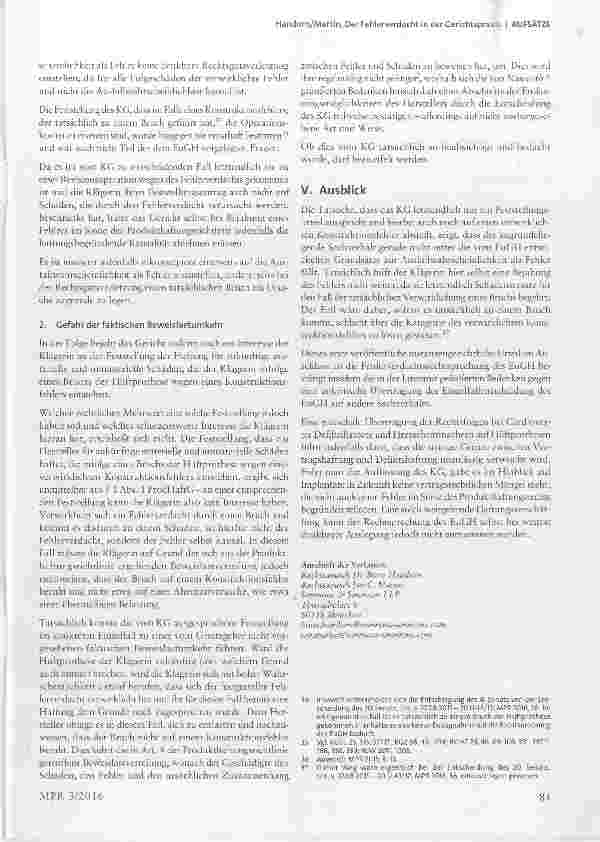 Vorschauseite 6: Der Fehlerverdacht in der Gerichtspraxis eine erste Momentaufnahme mit Hüftprothesen