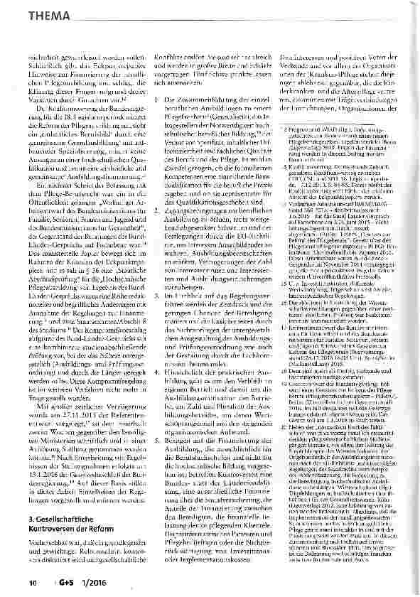 Vorschauseite 3: Die novellierte berufsgesetzliche Regelung der Pflege - Struktur und mögliche Wirkungen