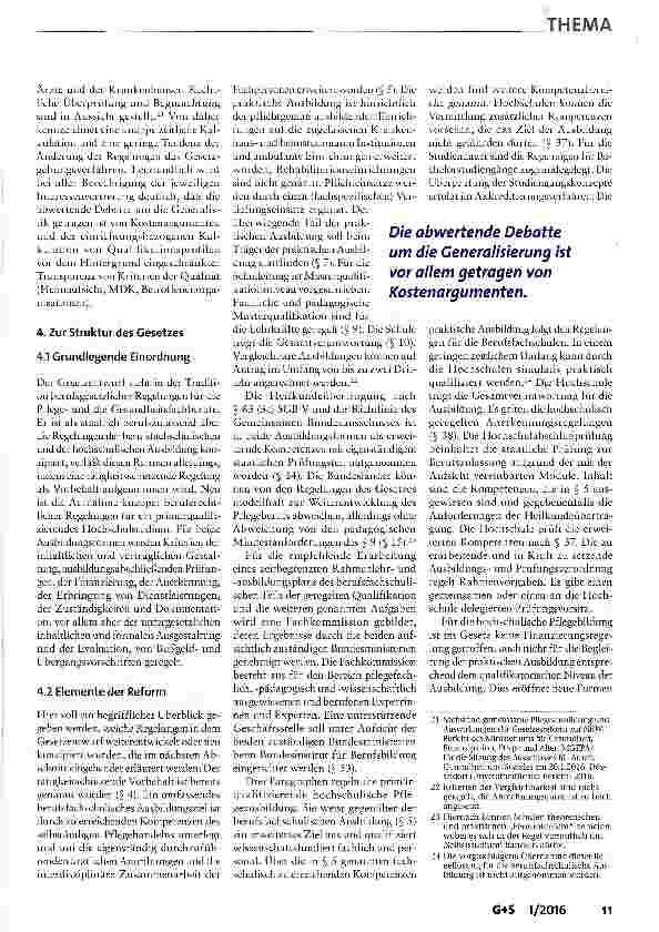 Vorschauseite 4: Die novellierte berufsgesetzliche Regelung der Pflege - Struktur und mögliche Wirkungen