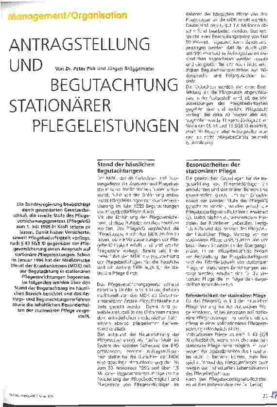 Vorschauseite 1: Antragstellung und Begutachtung stationärer Pflegeleistungen