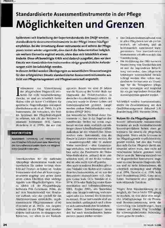 Vorschauseite 1: Möglichkeiten und GrenzenStandardisierte Assessmentinstrumente in der Pflege