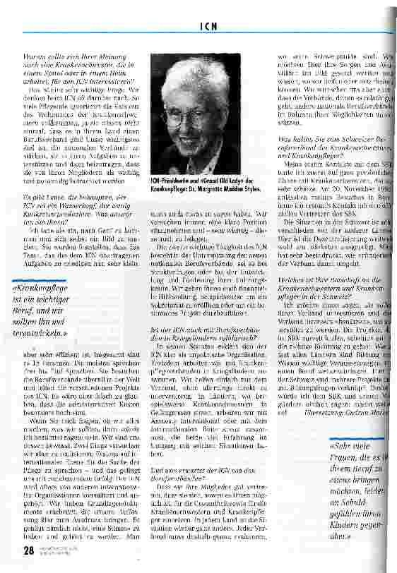 Vorschauseite 3: Mein Wunsch war, anderen nützich zu sein Interview mit ICN-Präsidentin Margretta Styles
