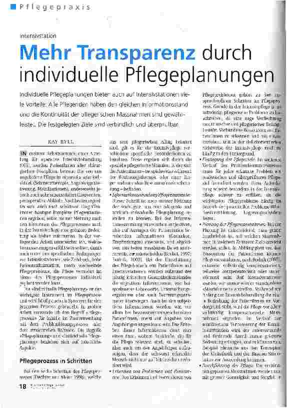 Vorschauseite 1: Mehr Transparenz durch individuelle Pflegeplanungen