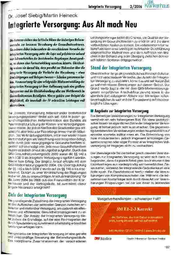 Vorschauseite 1: Integrierte Versorgung: Aus Alt mach Neu