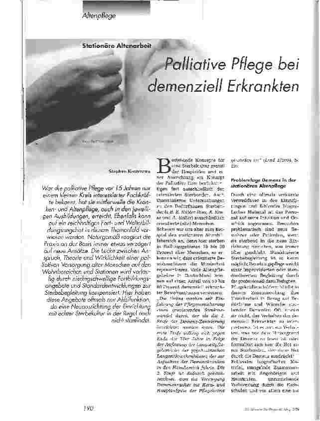 Vorschauseite 1: Palliative Pflege bei demenziell Erkrankten