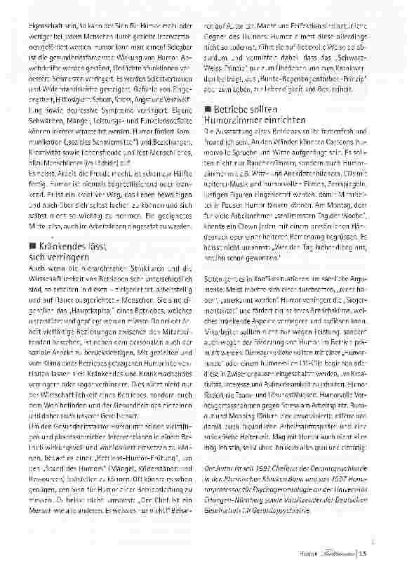 Vorschauseite 2: Gesundheitsfaktor Humor am Arbeitsplatz