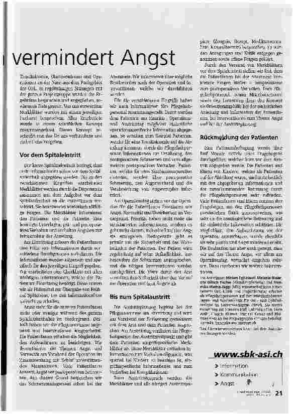 Vorschauseite 2: Kurzstationäre SpitalaufenthalteProfessionelle Information vermindert Angst