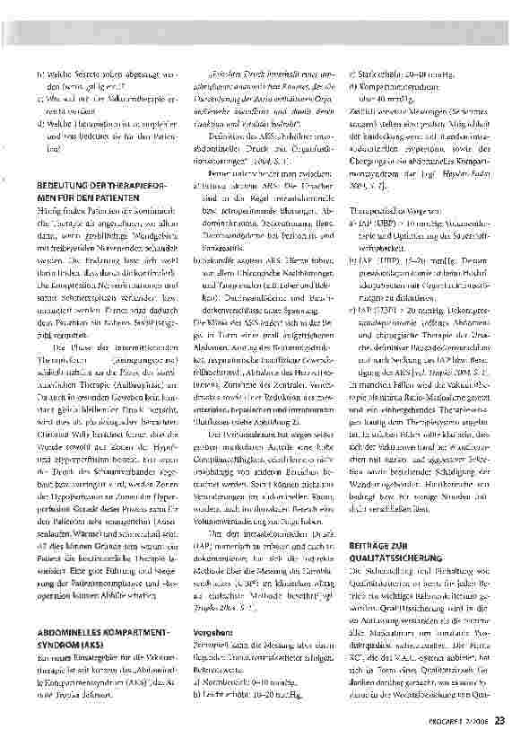 Vorschauseite 2: Die neue Form der Abdominellen Vakuumtherapieim Fokus der therapeutischen und pflegerischen Vernetzung.