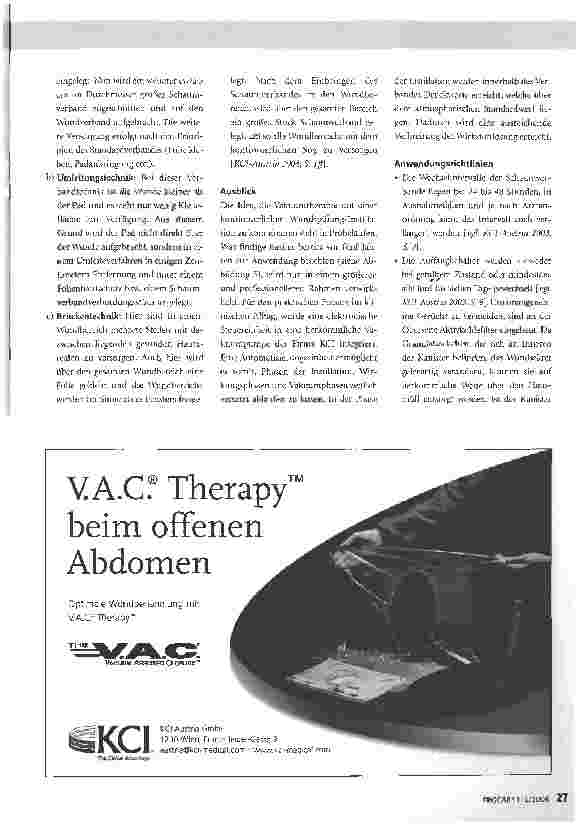 Vorschauseite 6: Die neue Form der Abdominellen Vakuumtherapieim Fokus der therapeutischen und pflegerischen Vernetzung.