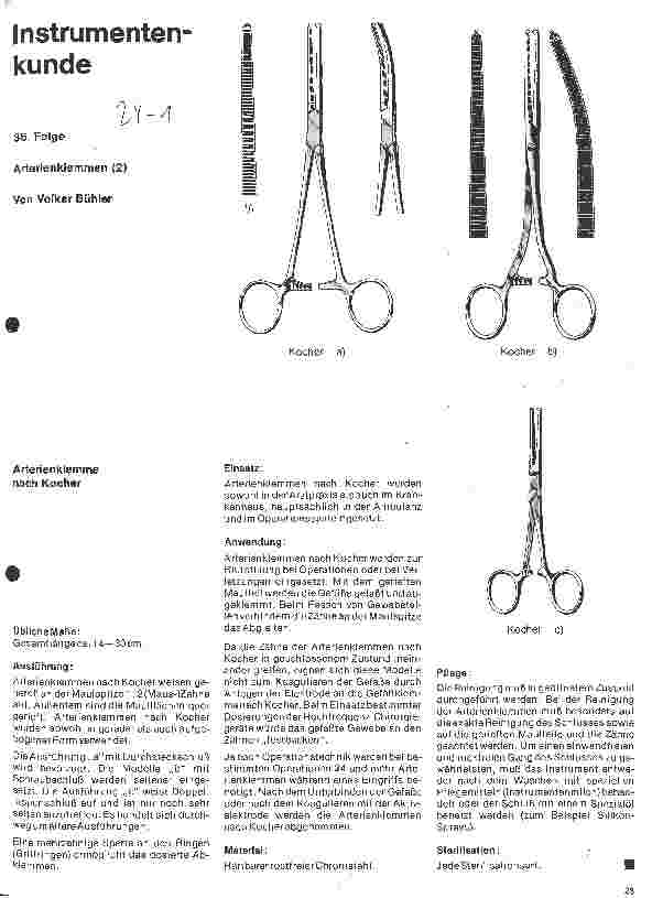 Vorschauseite 1: Instrumentenkunde 36. Folge: Arterienklemmen (2)