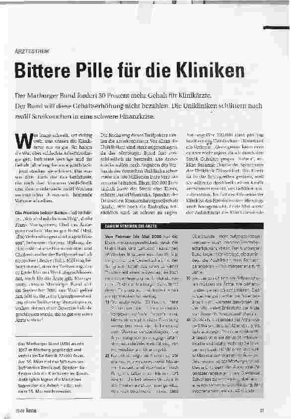 Vorschauseite 1: Bittere Pille für die Kliniken